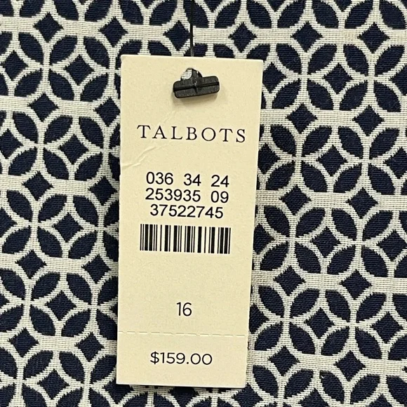 NWT Talbots Bow-Front Patterned Dress - Picture 8 of 15